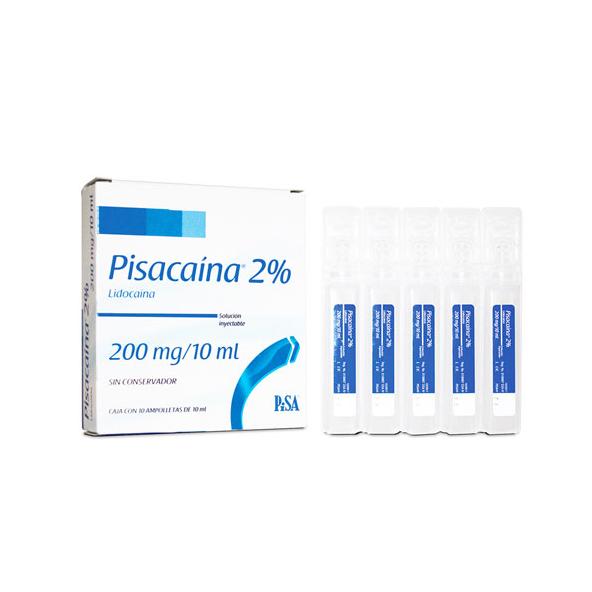 PISACAINA 2% LIDOCAINA 200 MG 5 AMPOLLAS X 10 ML PISA