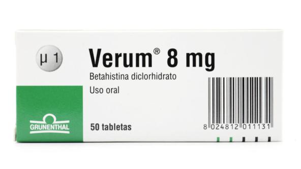 BETAHISTINA"VERUM" 8 MG 50 TABLETAS